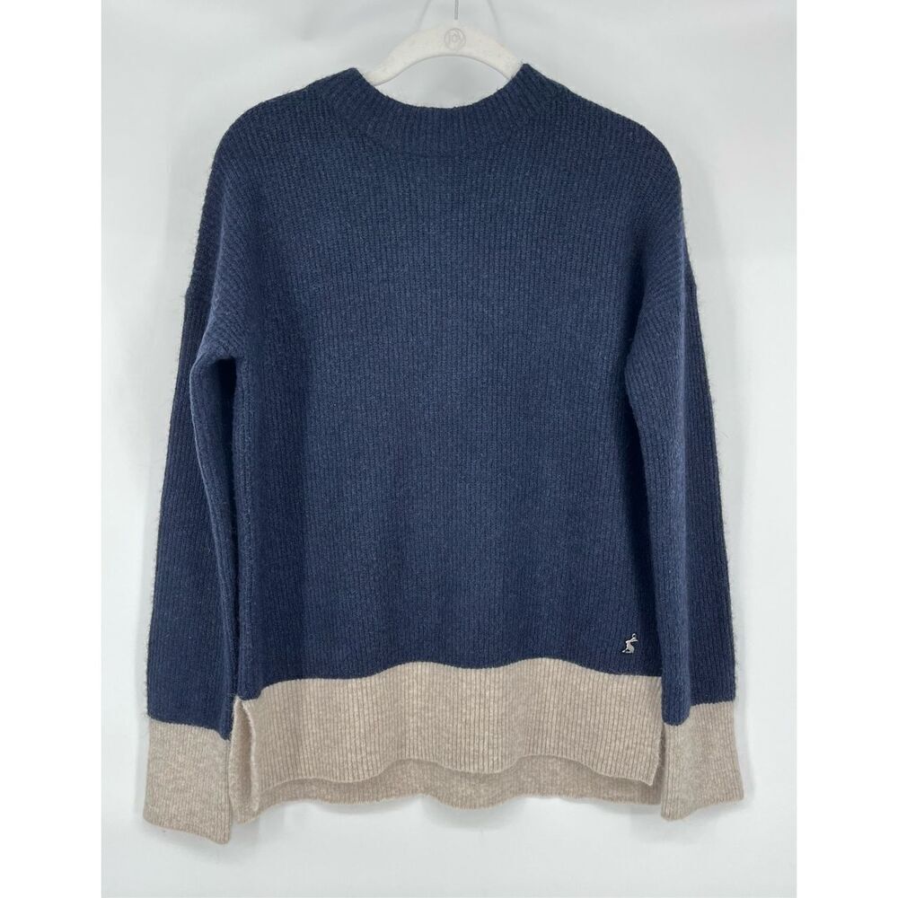 Joules Joley Sweater Womens Size US 4 Navy & Oatmeal Wool Blend Knit Pullover